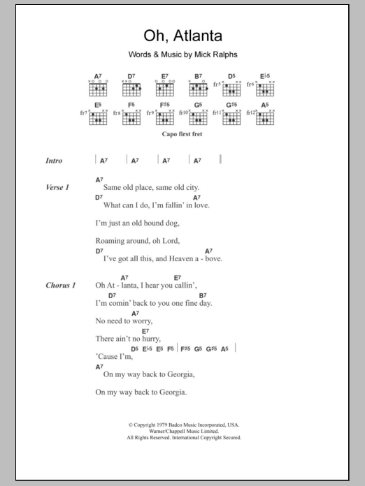 Download Alison Krauss Oh, Atlanta Sheet Music and learn how to play Lyrics & Chords PDF digital score in minutes