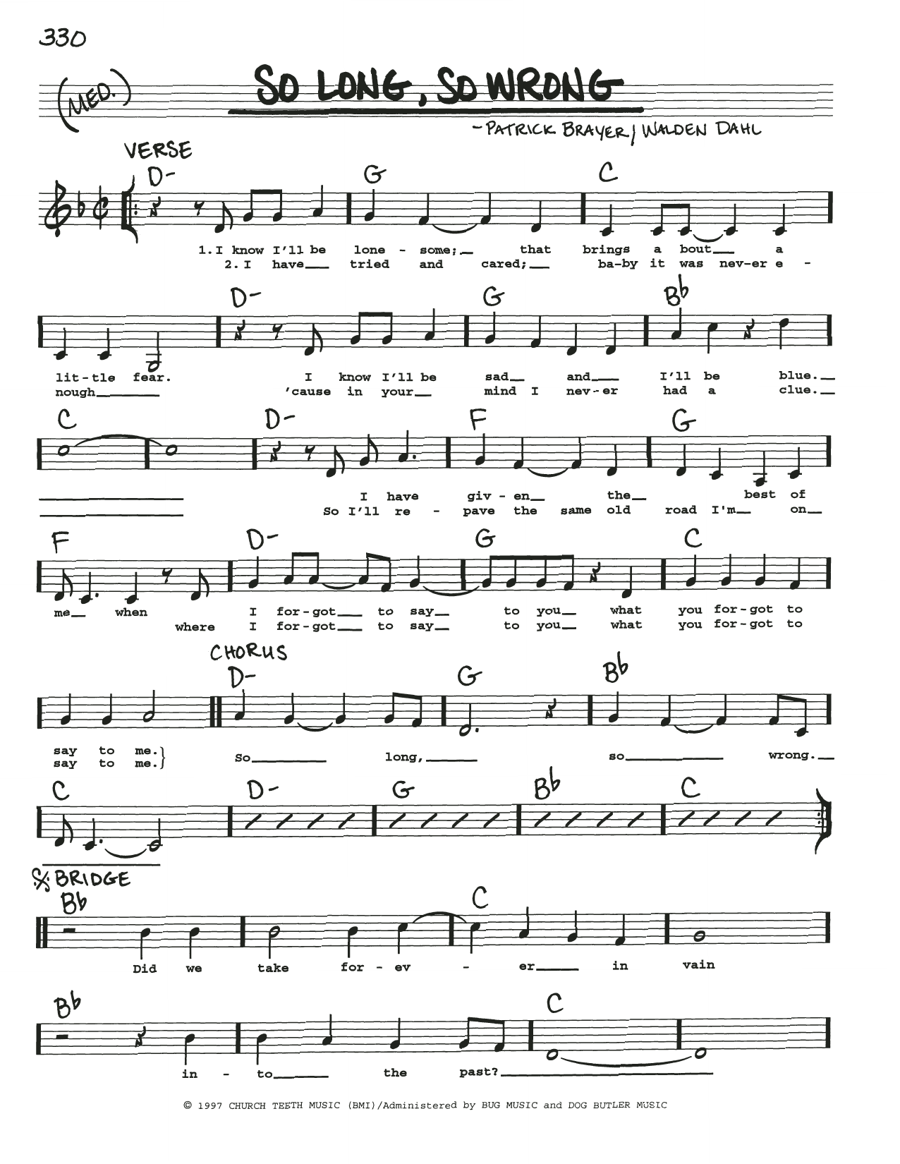 Download Alison Krauss So Long, So Wrong Sheet Music and learn how to play Real Book – Melody, Lyrics & Chords PDF digital score in minutes