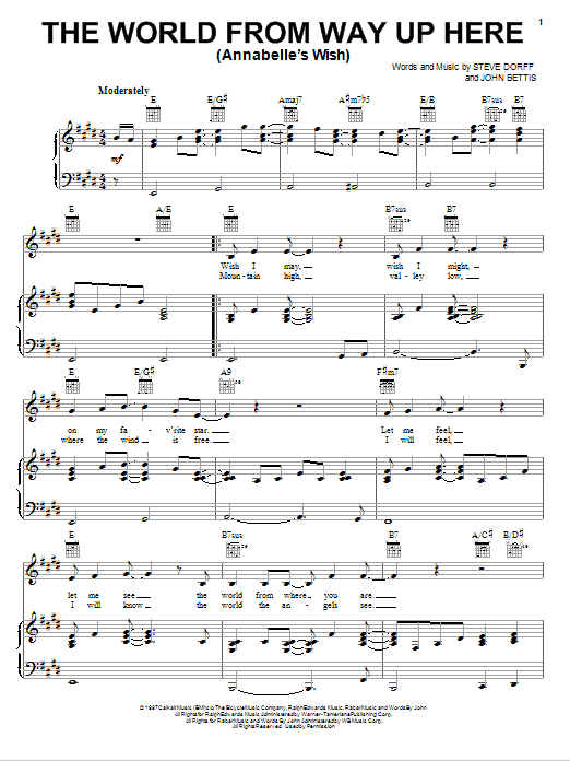 Download Alison Krauss The World From Way Up Here (Annabelle's Wish) Sheet Music and learn how to play Piano, Vocal & Guitar (Right-Hand Melody) PDF digital score in minutes
