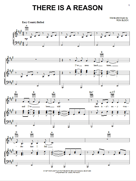 Download Alison Krauss There Is A Reason Sheet Music and learn how to play Piano, Vocal & Guitar (Right-Hand Melody) PDF digital score in minutes