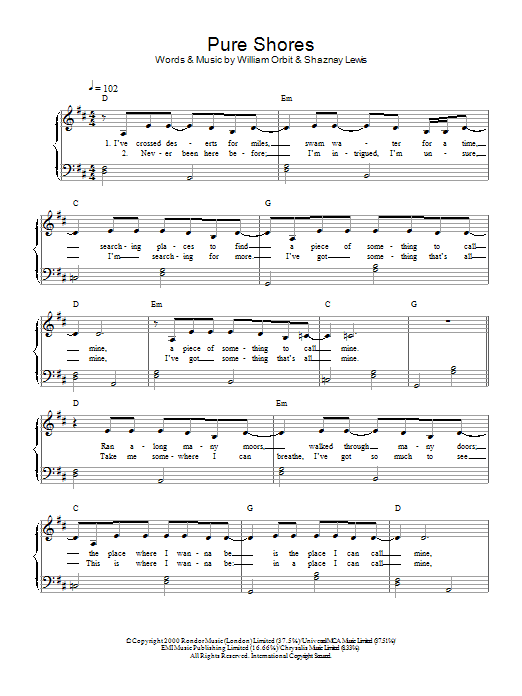 Download All Saints Pure Shores Sheet Music and learn how to play Saxophone PDF digital score in minutes