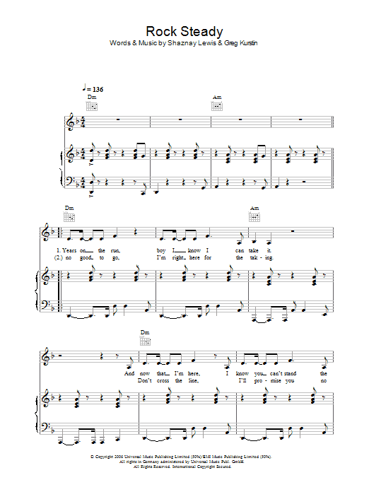 Download All Saints Rock Steady Sheet Music and learn how to play Piano, Vocal & Guitar PDF digital score in minutes