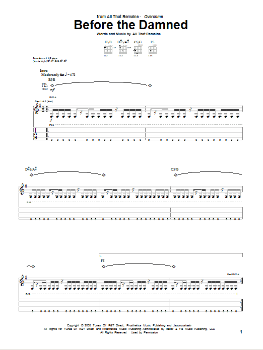 Download All That Remains Before The Damned Sheet Music and learn how to play Guitar Tab PDF digital score in minutes