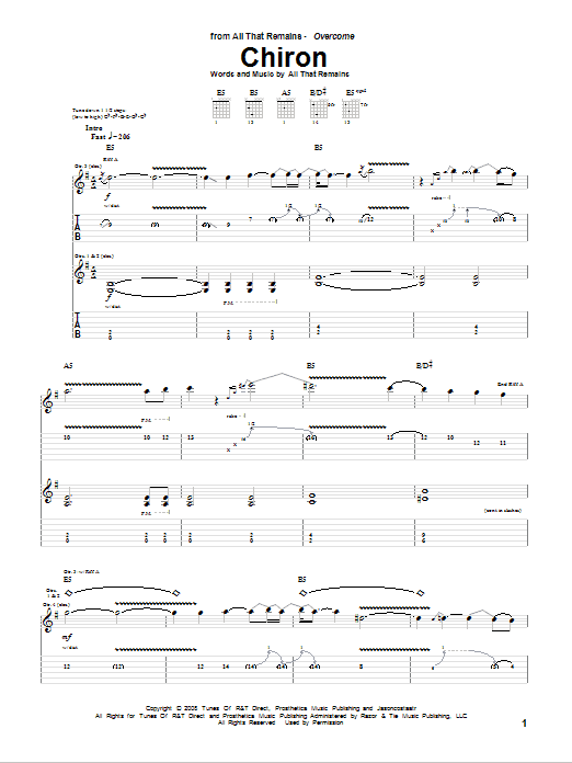 Download All That Remains Chiron Sheet Music and learn how to play Guitar Tab PDF digital score in minutes