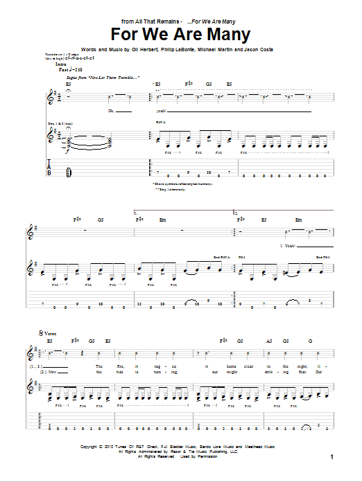 Download All That Remains For We Are Many Sheet Music and learn how to play Guitar Tab PDF digital score in minutes