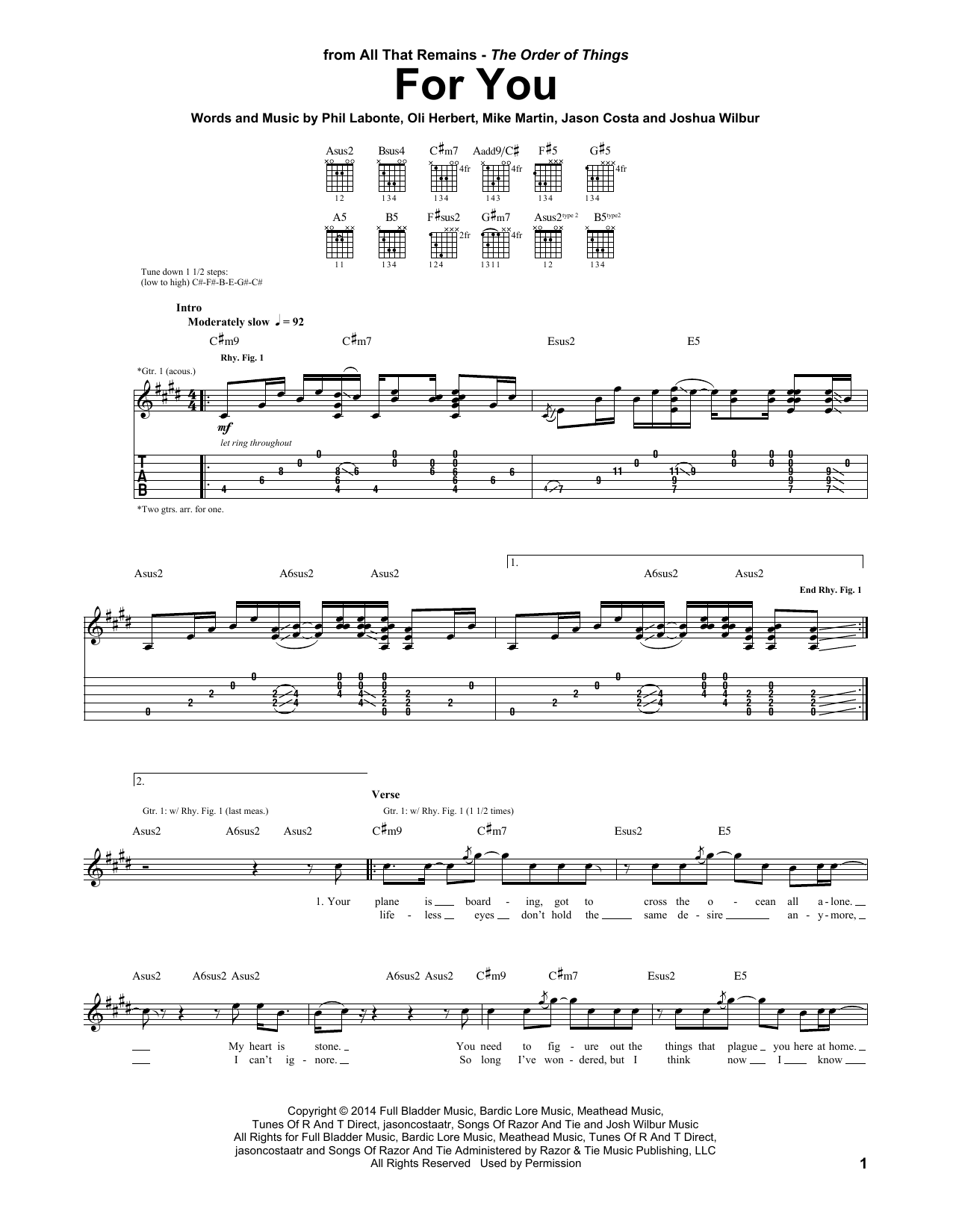 Download All That Remains For You Sheet Music and learn how to play Guitar Tab PDF digital score in minutes