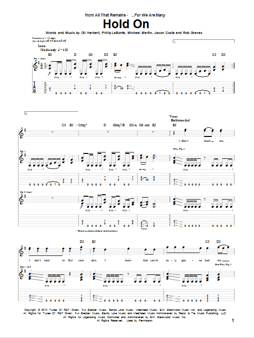 Download All That Remains Hold On Sheet Music and learn how to play Bass Guitar Tab PDF digital score in minutes