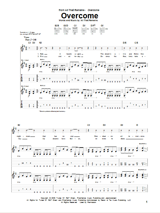 Download All That Remains Overcome Sheet Music and learn how to play Guitar Tab PDF digital score in minutes