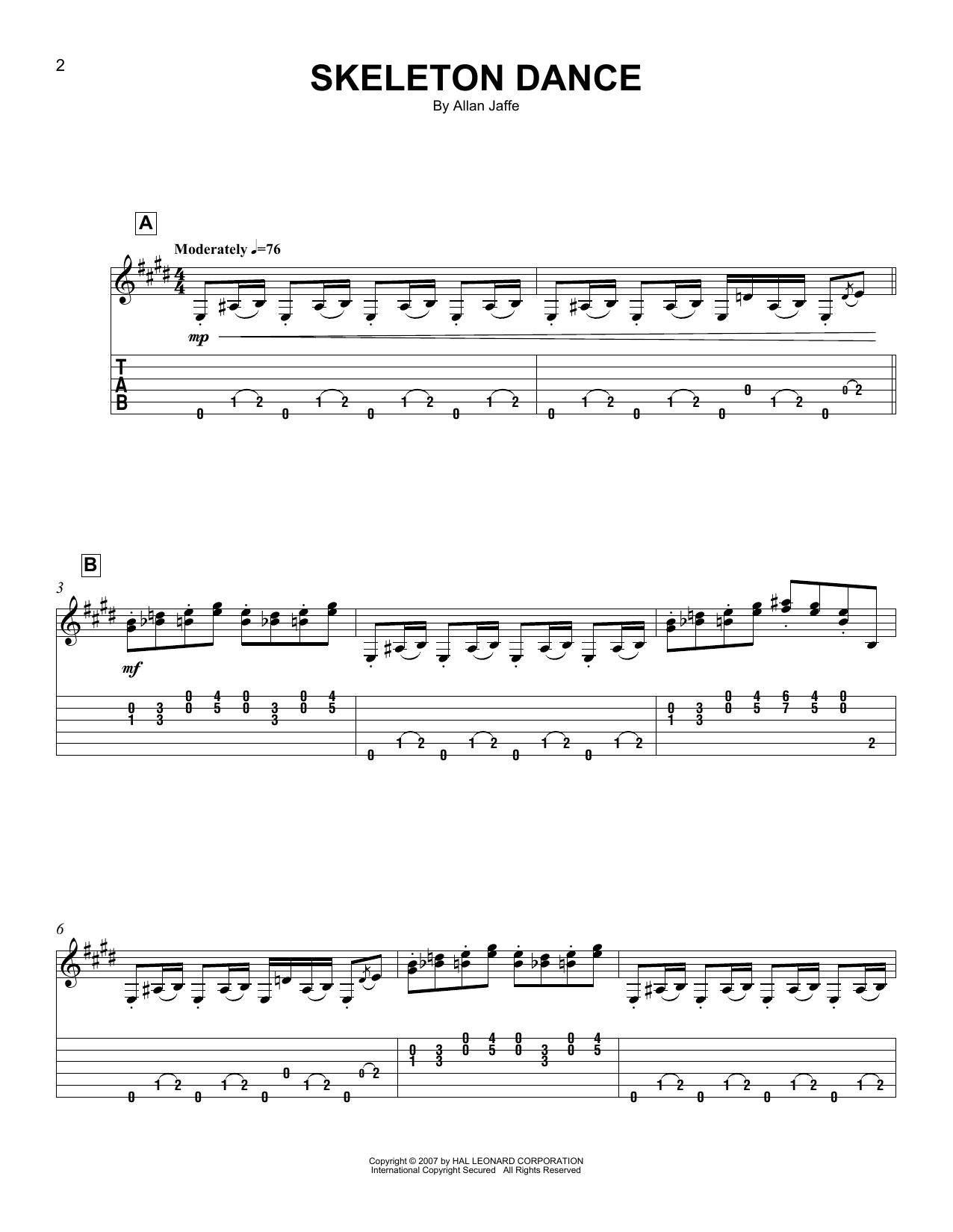 Download Allan Jaffe Skeleton Dance Sheet Music and learn how to play Easy Guitar Tab PDF digital score in minutes