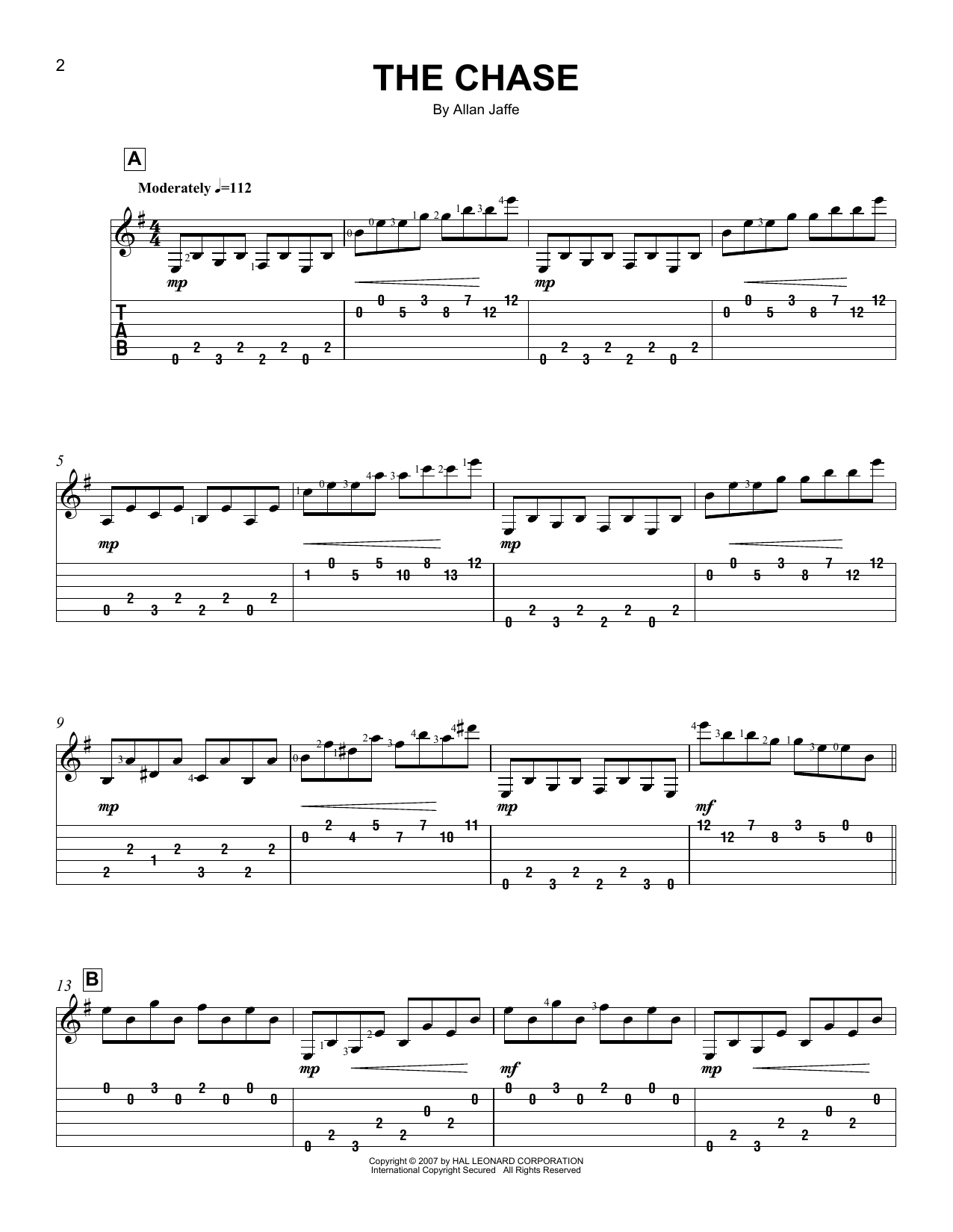 Download Allan Jaffe The Chase Sheet Music and learn how to play Easy Guitar Tab PDF digital score in minutes