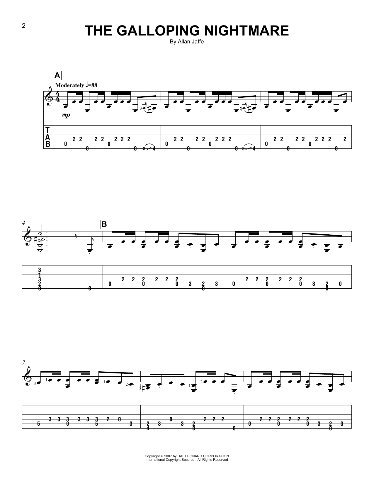 Download Allan Jaffe The Galloping Nightmare Sheet Music and learn how to play Easy Guitar Tab PDF digital score in minutes