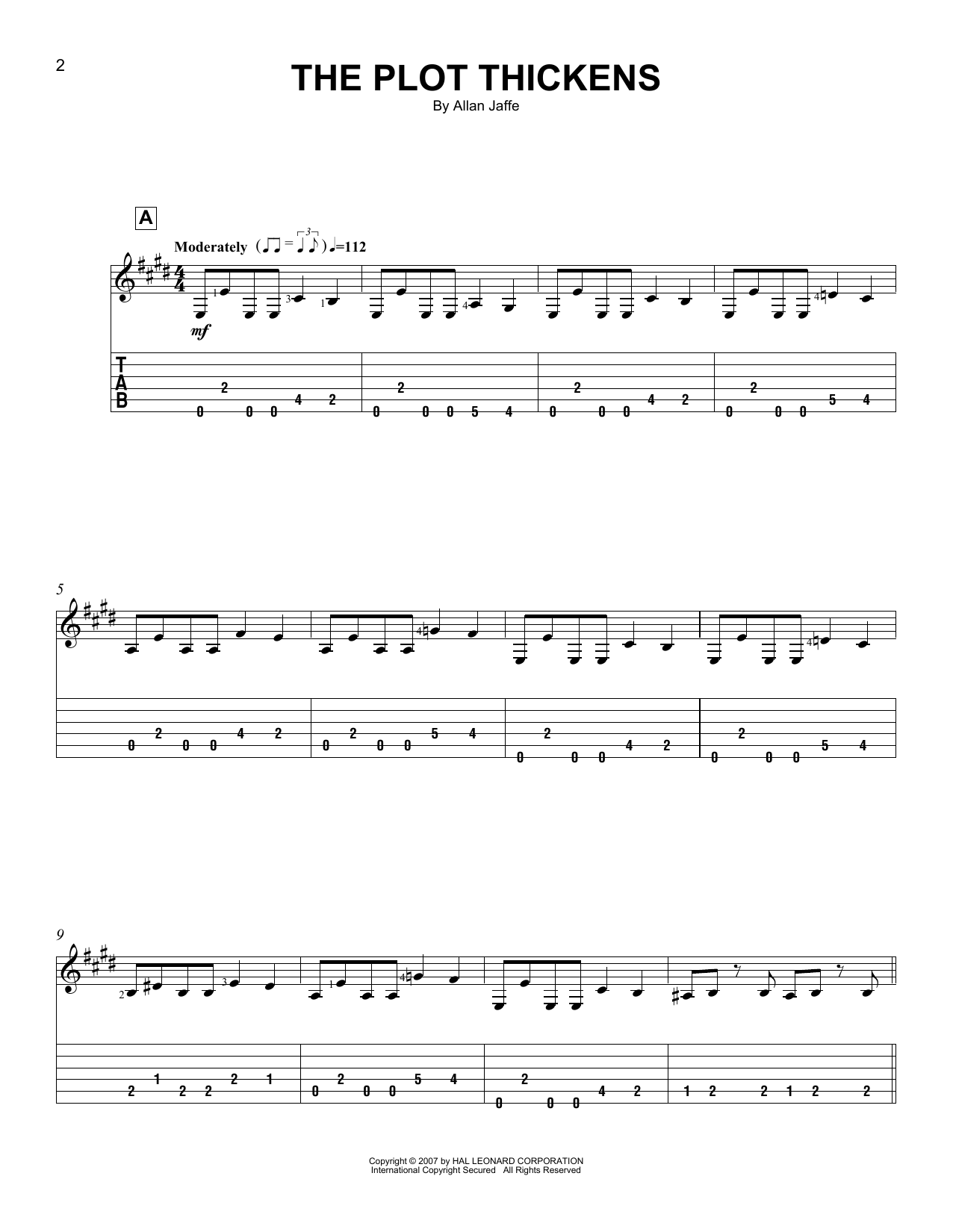 Download Allan Jaffe The Plot Thickens Sheet Music and learn how to play Easy Guitar Tab PDF digital score in minutes