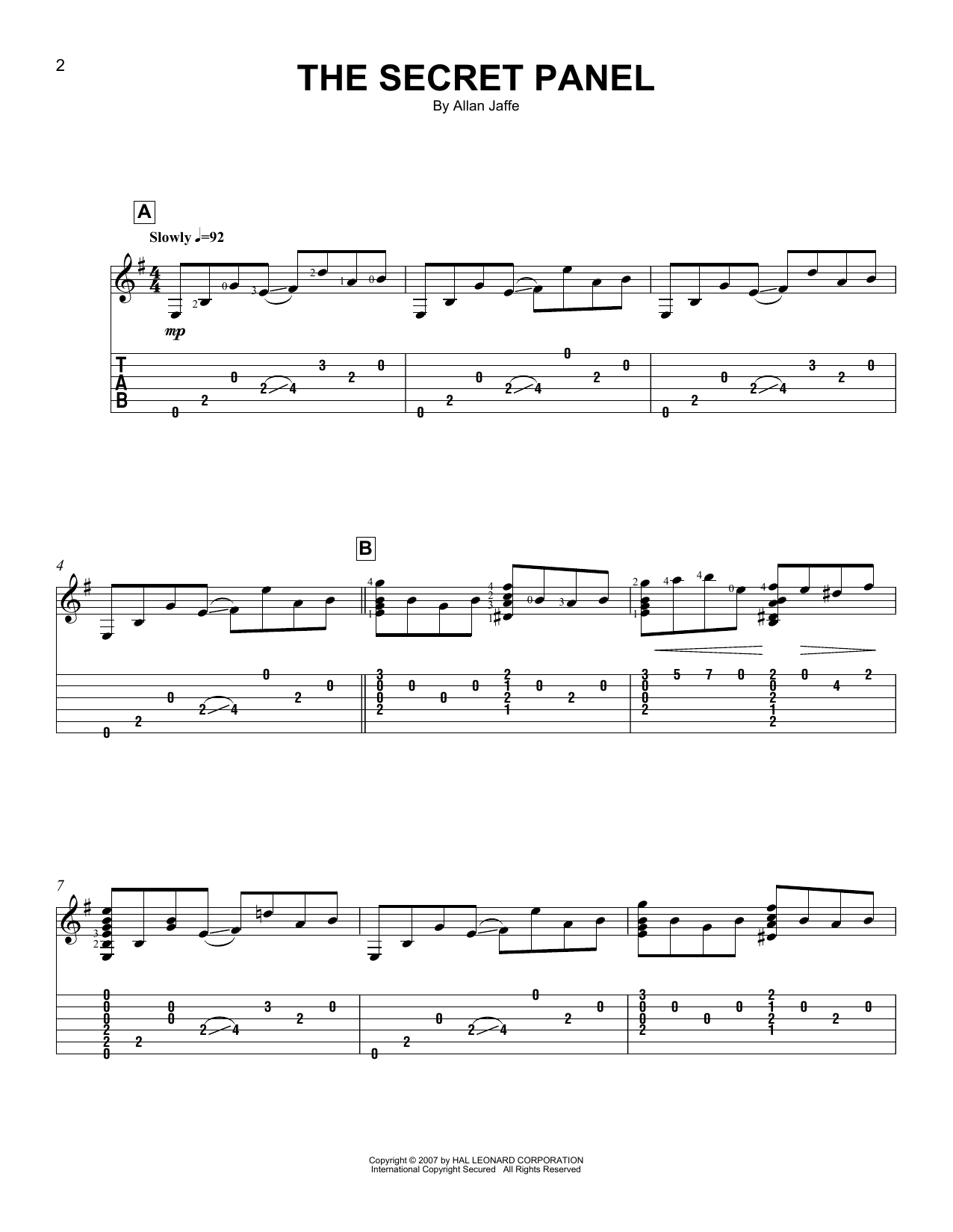 Download Allan Jaffe The Secret Panel Sheet Music and learn how to play Easy Guitar Tab PDF digital score in minutes