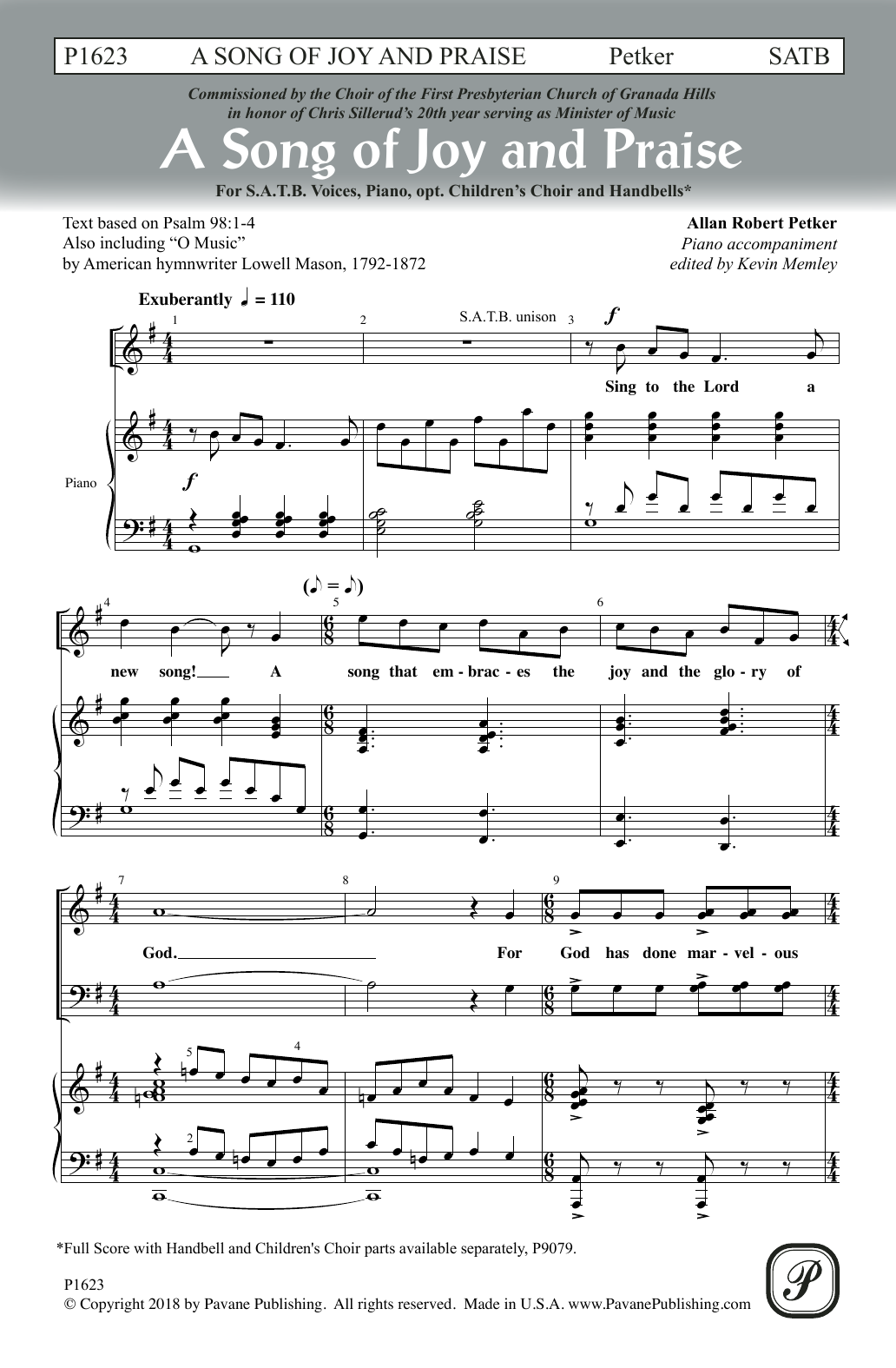 Download Allan Petker A Song Of Joy And Praise Sheet Music and learn how to play SATB Choir PDF digital score in minutes