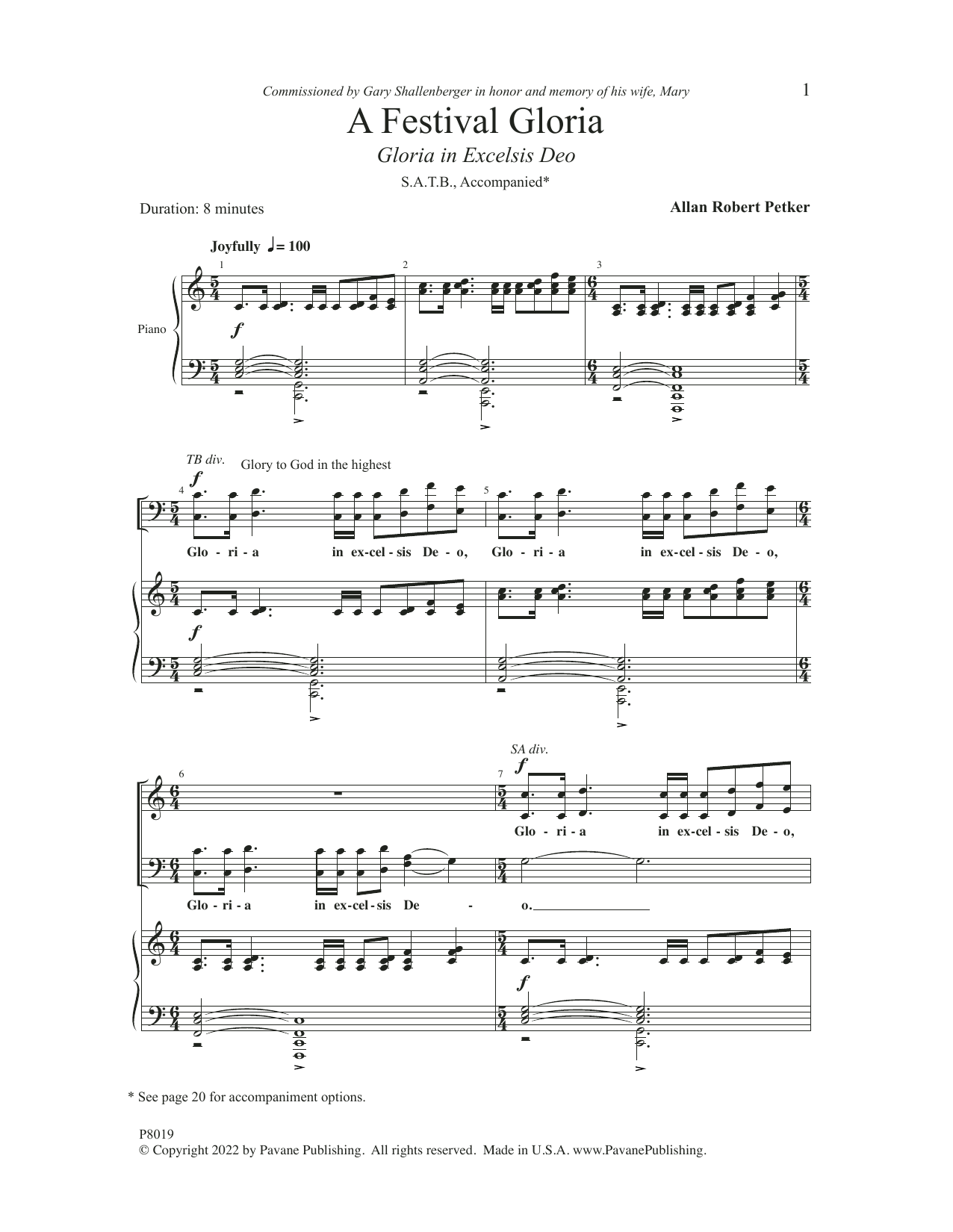 Download Allan Robert Petker A Festival Gloria (Gloria In Excelsis Deo) Sheet Music and learn how to play SATB Choir PDF digital score in minutes