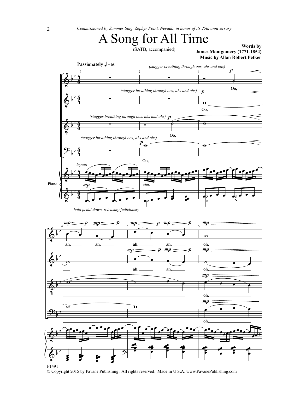 Download Allan Robert Petker A Song for All Time Sheet Music and learn how to play SATB Choir PDF digital score in minutes