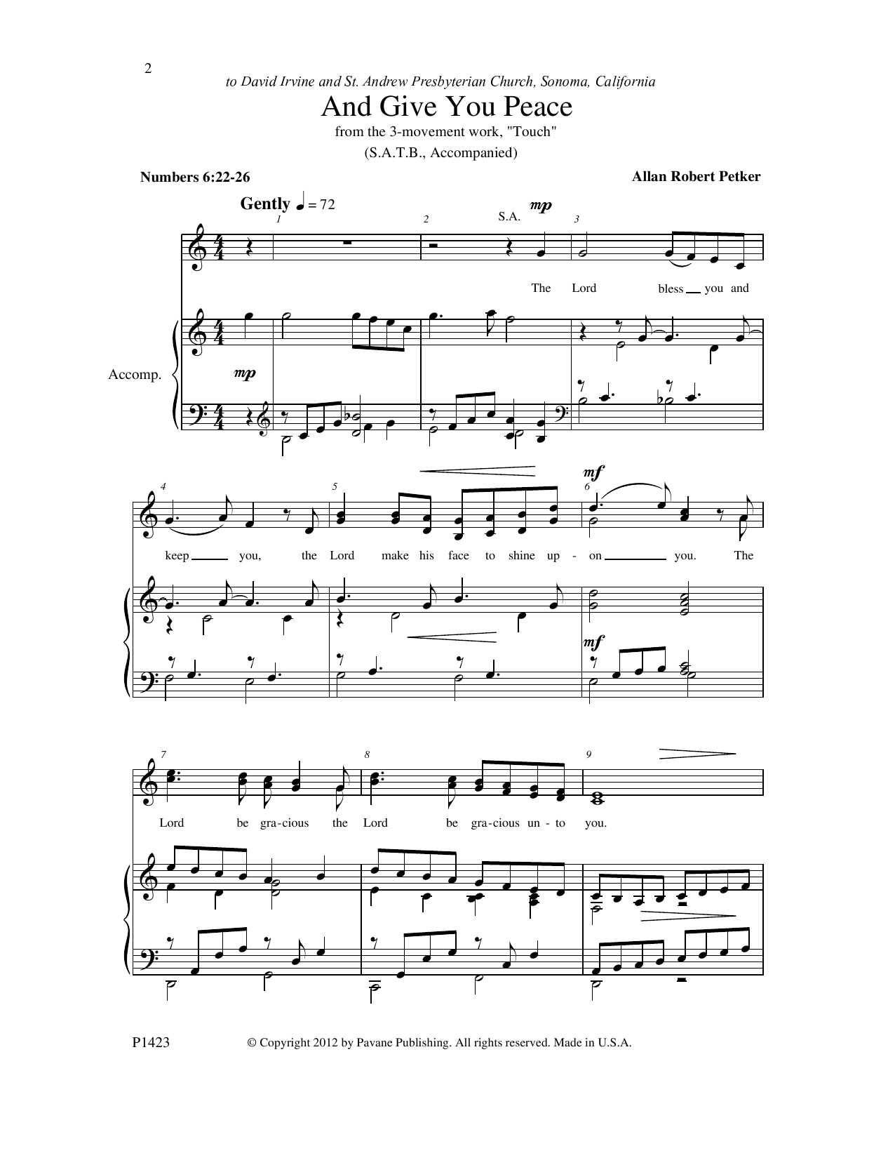 Download Allan Robert Petker And Give You Peace Sheet Music and learn how to play SATB Choir PDF digital score in minutes