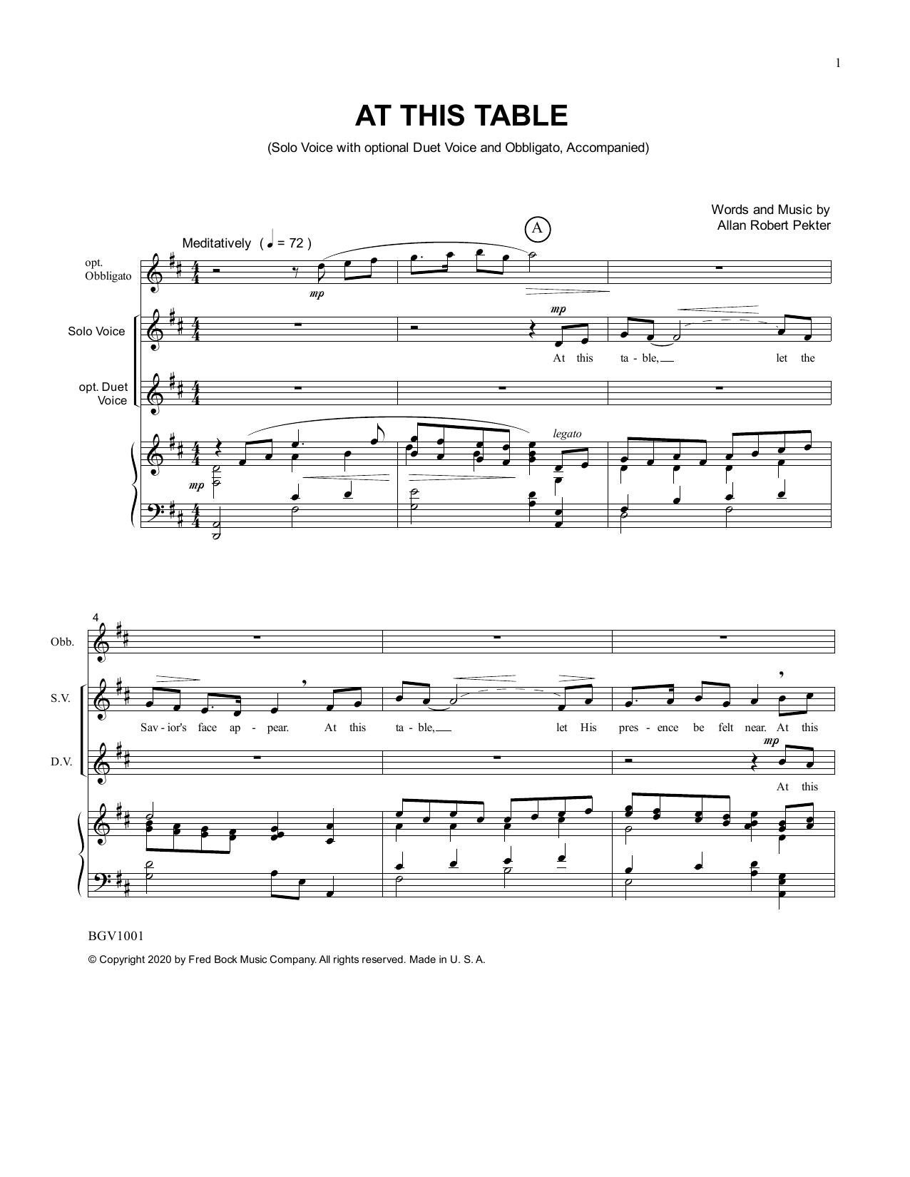 Download Allan Robert Petker At This Table Sheet Music and learn how to play Piano & Vocal PDF digital score in minutes