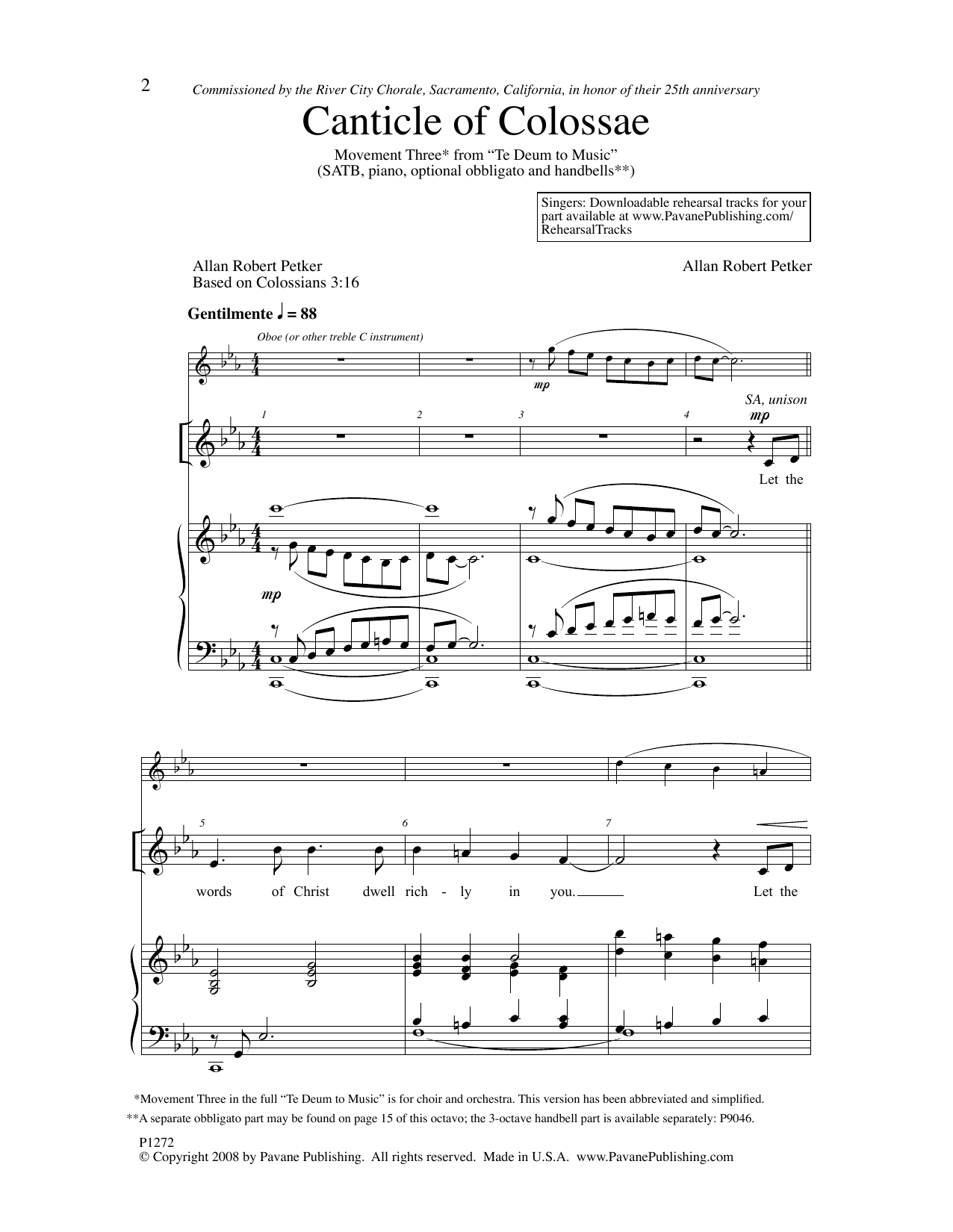 Download Allan Robert Petker Canticle Of Colossae Sheet Music and learn how to play SATB Choir PDF digital score in minutes
