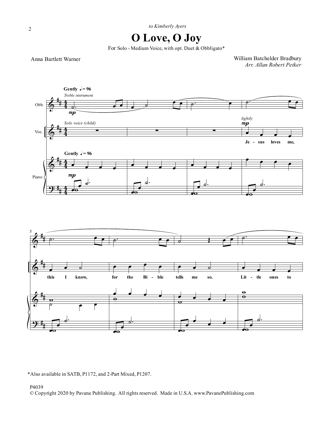 Download Allan Robert Petker O Love, O Joy Sheet Music and learn how to play Piano & Vocal PDF digital score in minutes