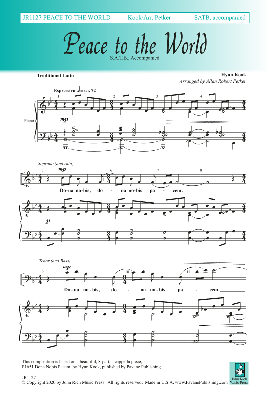 Download Allan Robert Petker Peace to the World Sheet Music and learn how to play SATB Choir PDF digital score in minutes