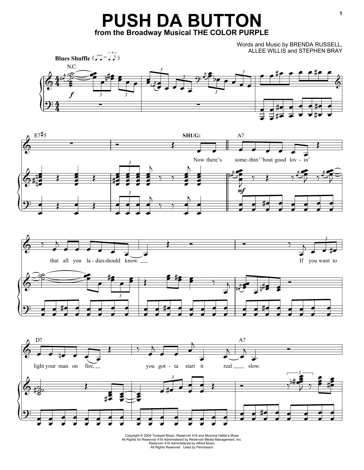Download Allee Willis Push Da Button Sheet Music and learn how to play Piano & Vocal PDF digital score in minutes