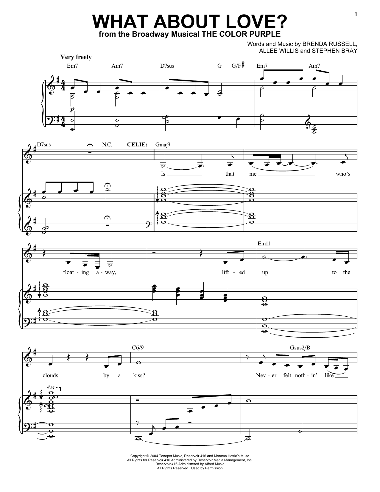 Download Allee Willis What About Love? Sheet Music and learn how to play Piano & Vocal PDF digital score in minutes