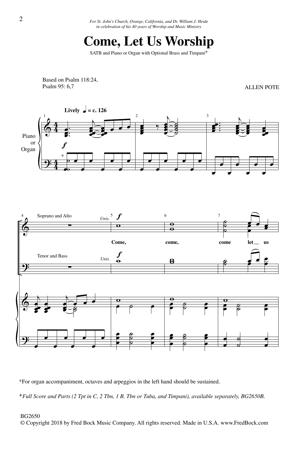 Download Allen Pote Come, Let Us Worship Sheet Music and learn how to play SATB Choir PDF digital score in minutes