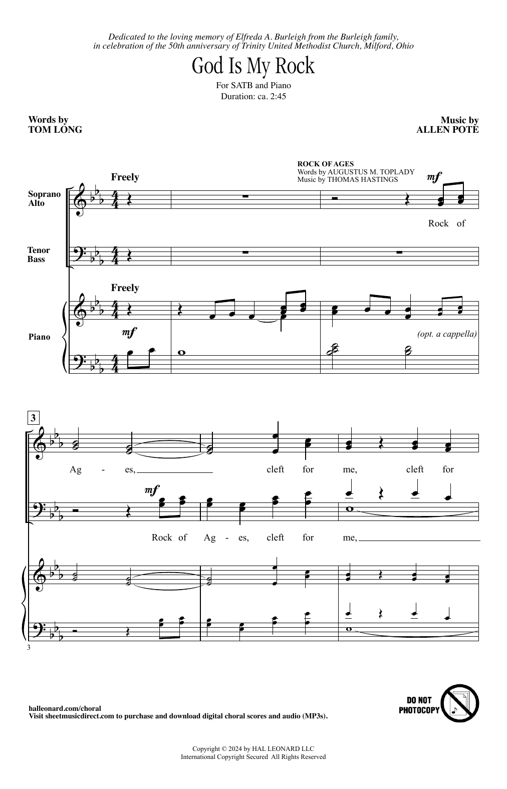 Download Allen Pote God Is My Rock Sheet Music and learn how to play SATB Choir PDF digital score in minutes