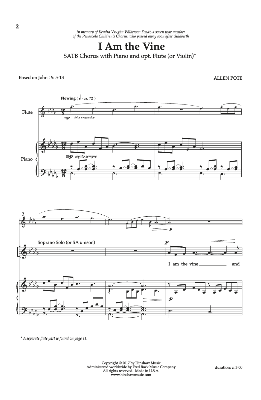 Download Allen Pote I Am the Vine Sheet Music and learn how to play Choral PDF digital score in minutes