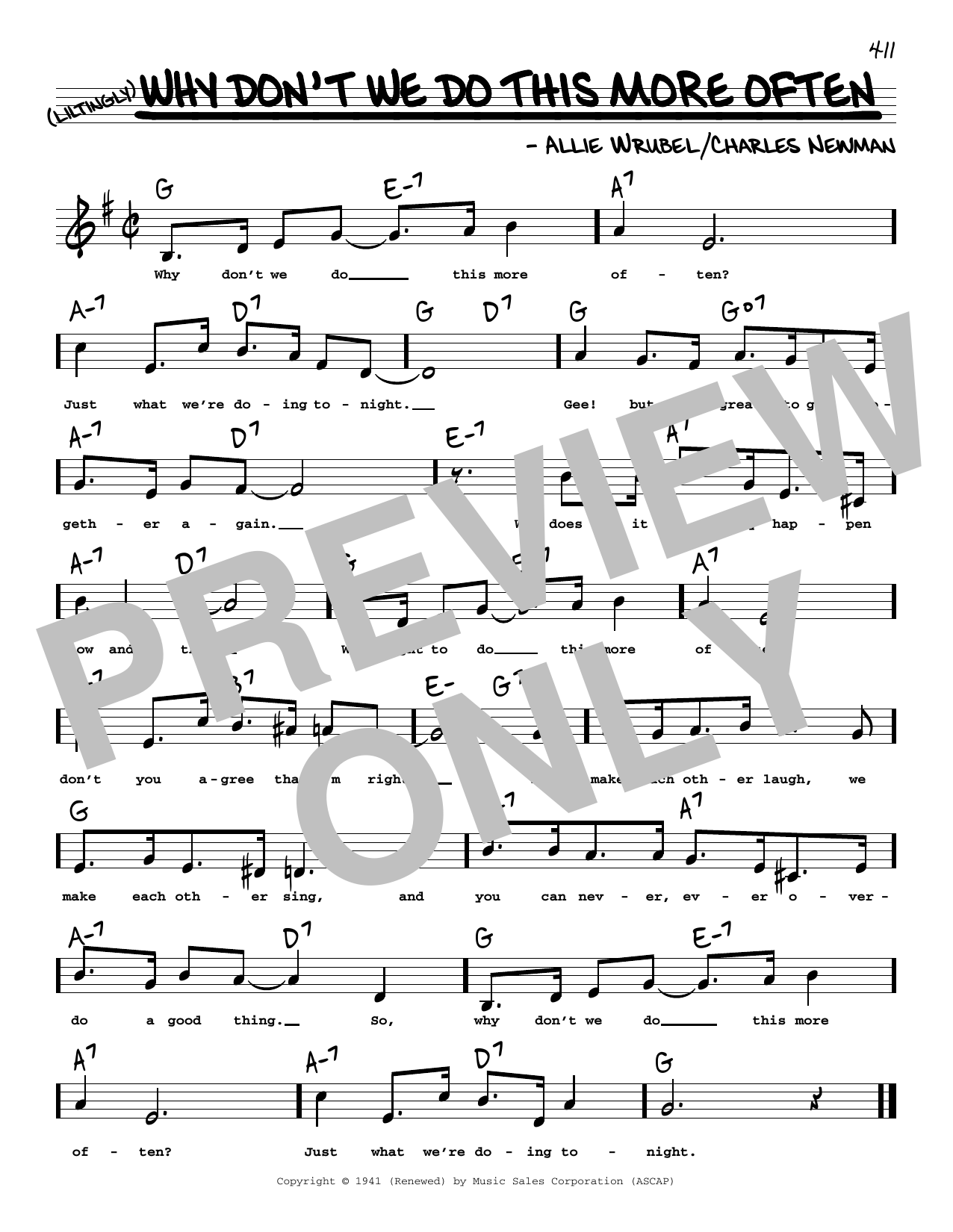 Download Allie Wrubel Why Don't We Do This More Often (Low Voice) Sheet Music and learn how to play Real Book – Melody, Lyrics & Chords PDF digital score in minutes