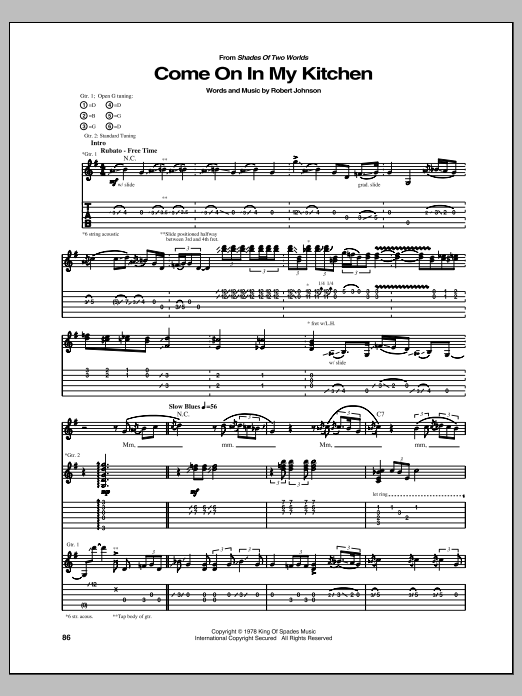 Download The Allman Brothers Band Come On In My Kitchen Sheet Music and learn how to play Guitar Tab PDF digital score in minutes