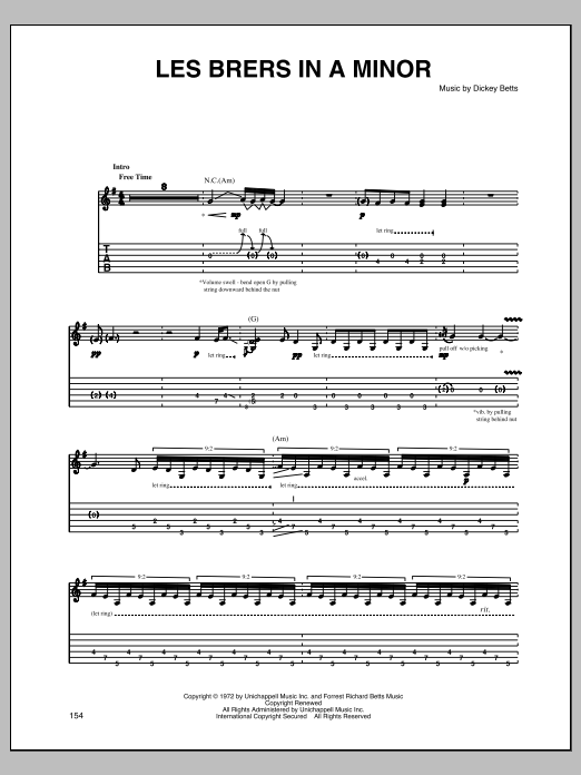 Download The Allman Brothers Band Nobody Knows Sheet Music and learn how to play Guitar Tab PDF digital score in minutes