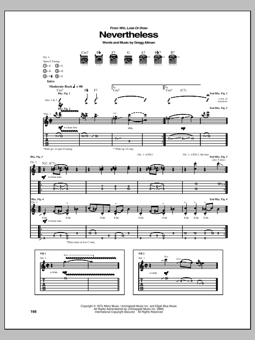 Download The Allman Brothers Band Nevertheless Sheet Music and learn how to play Guitar Tab PDF digital score in minutes