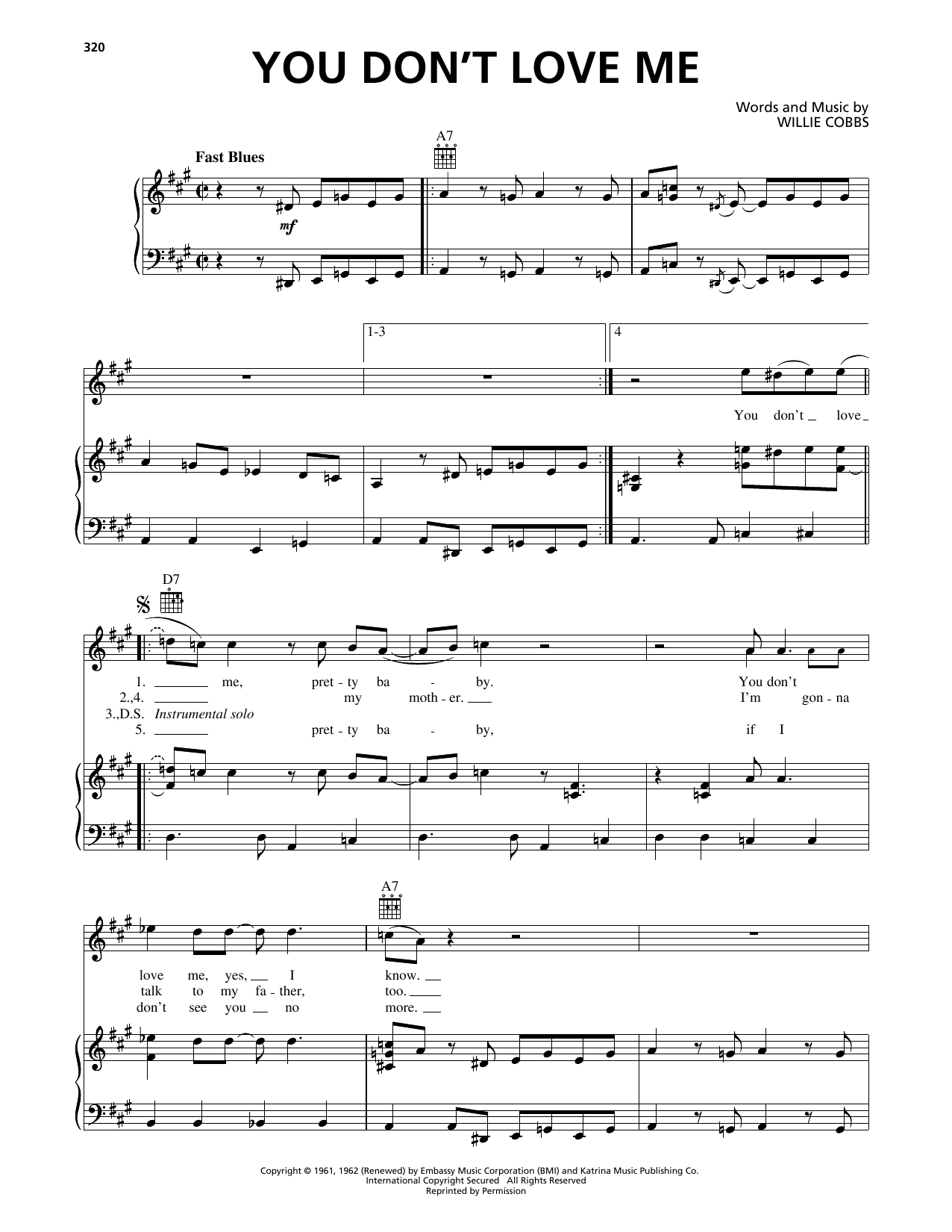 Download Allman Brothers You Don't Love Me Sheet Music and learn how to play Piano, Vocal & Guitar Chords (Right-Hand Melody) PDF digital score in minutes