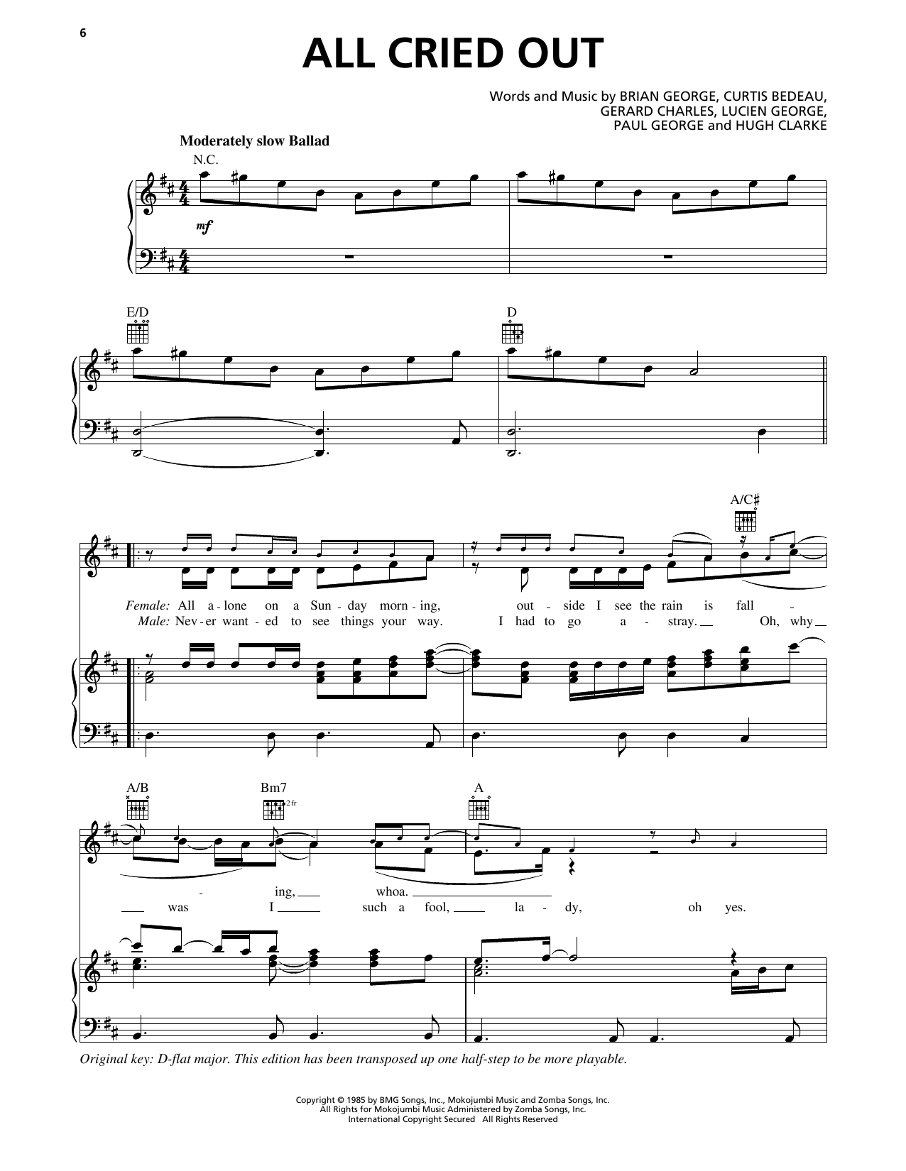 Download Allure All Cried Out (feat. 112) Sheet Music and learn how to play Piano, Vocal & Guitar Chords (Right-Hand Melody) PDF digital score in minutes