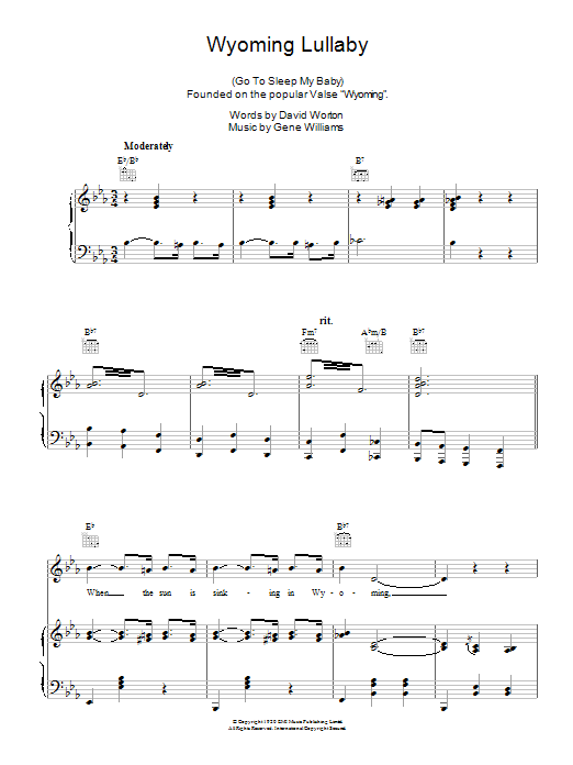 Download Alma Cogan Wyoming Lullaby Sheet Music and learn how to play Piano, Vocal & Guitar (Right-Hand Melody) PDF digital score in minutes