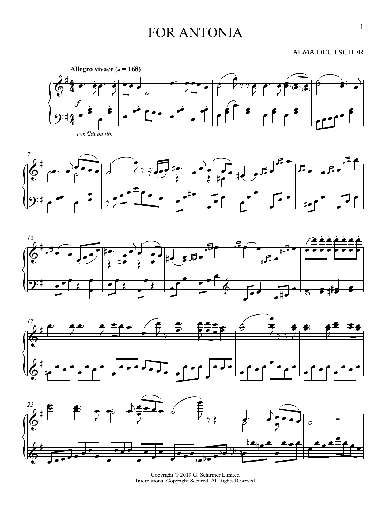 Download Alma Deutscher For Antonia (Variations on a Melody in G Major) Sheet Music and learn how to play Piano Solo PDF digital score in minutes