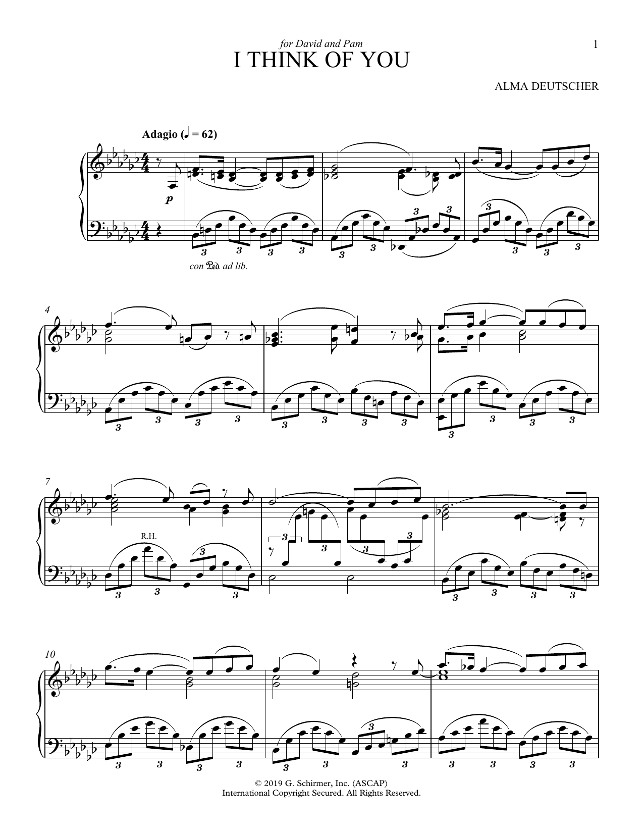 Download Alma Deutscher I Think Of You Sheet Music and learn how to play Piano Solo PDF digital score in minutes