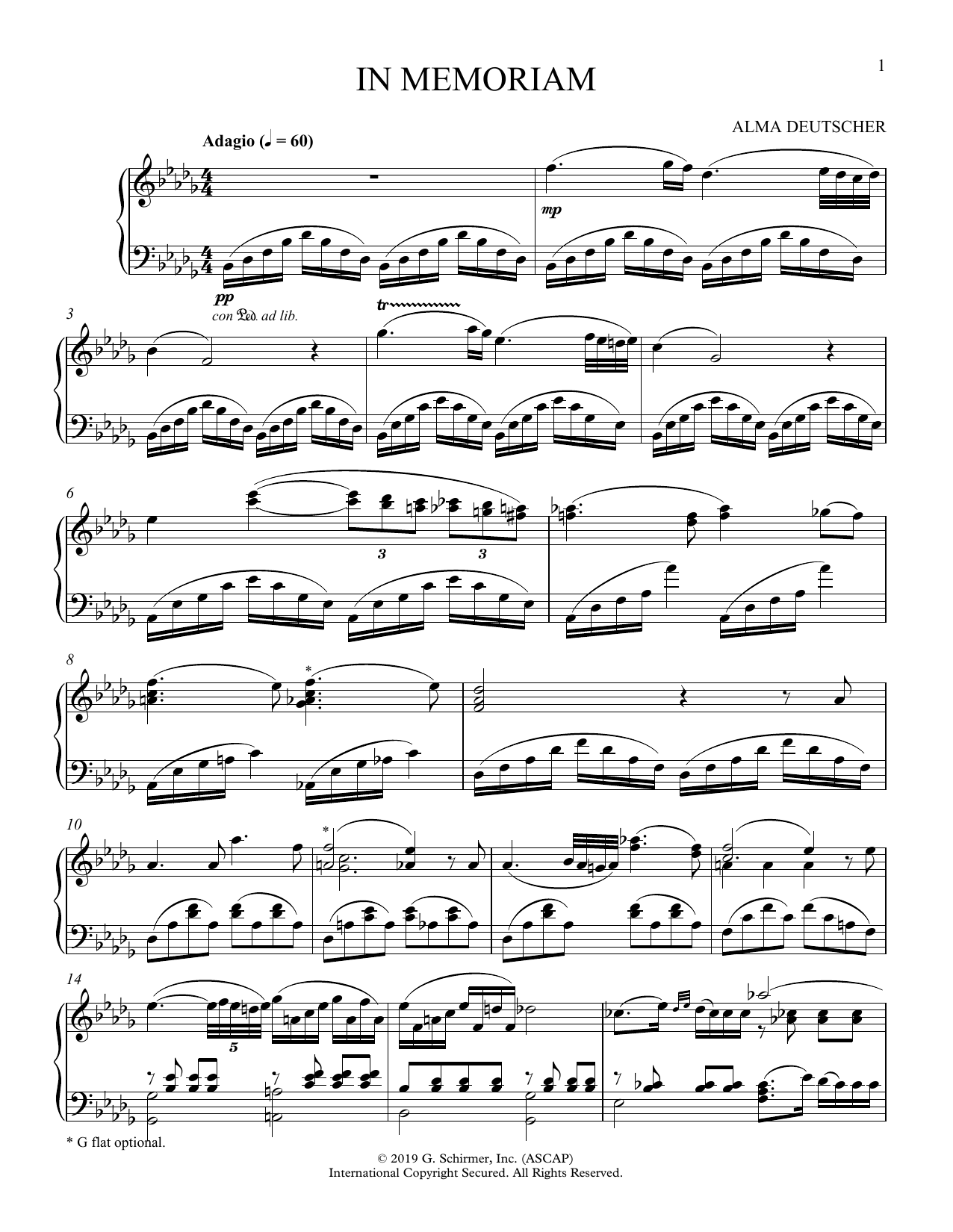 Download Alma Deutscher In Memoriam (Adagio from Piano Concerto) Sheet Music and learn how to play Piano Solo PDF digital score in minutes