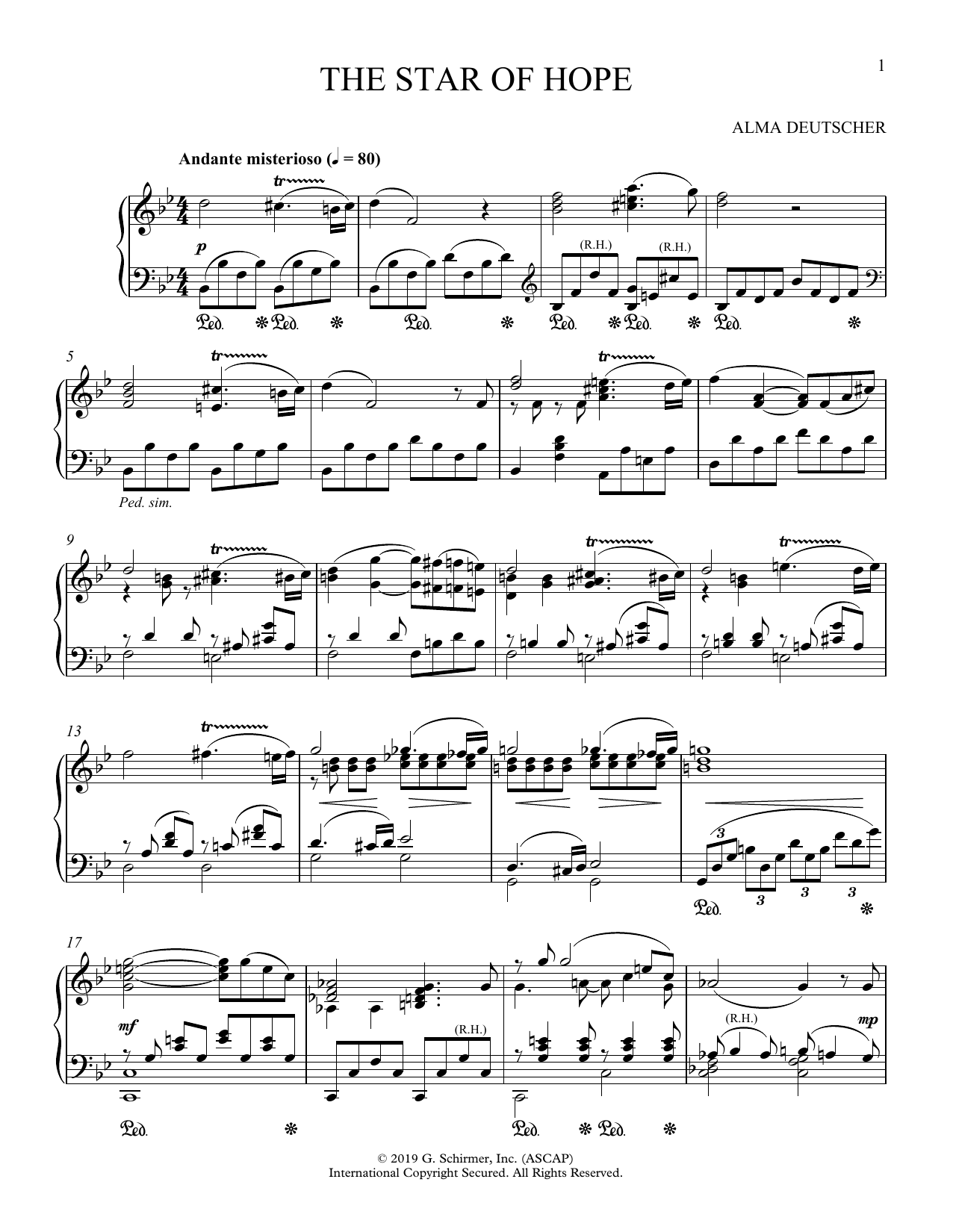 Download Alma Deutscher The Star Of Hope (from Cinderella) Sheet Music and learn how to play Piano Solo PDF digital score in minutes