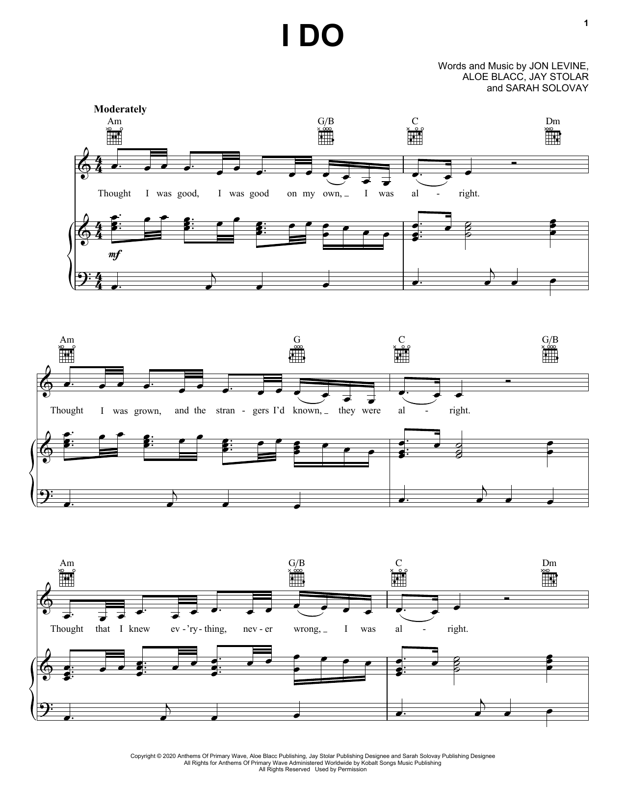 Download Aloe Blacc I Do Sheet Music and learn how to play Piano, Vocal & Guitar Chords (Right-Hand Melody) PDF digital score in minutes
