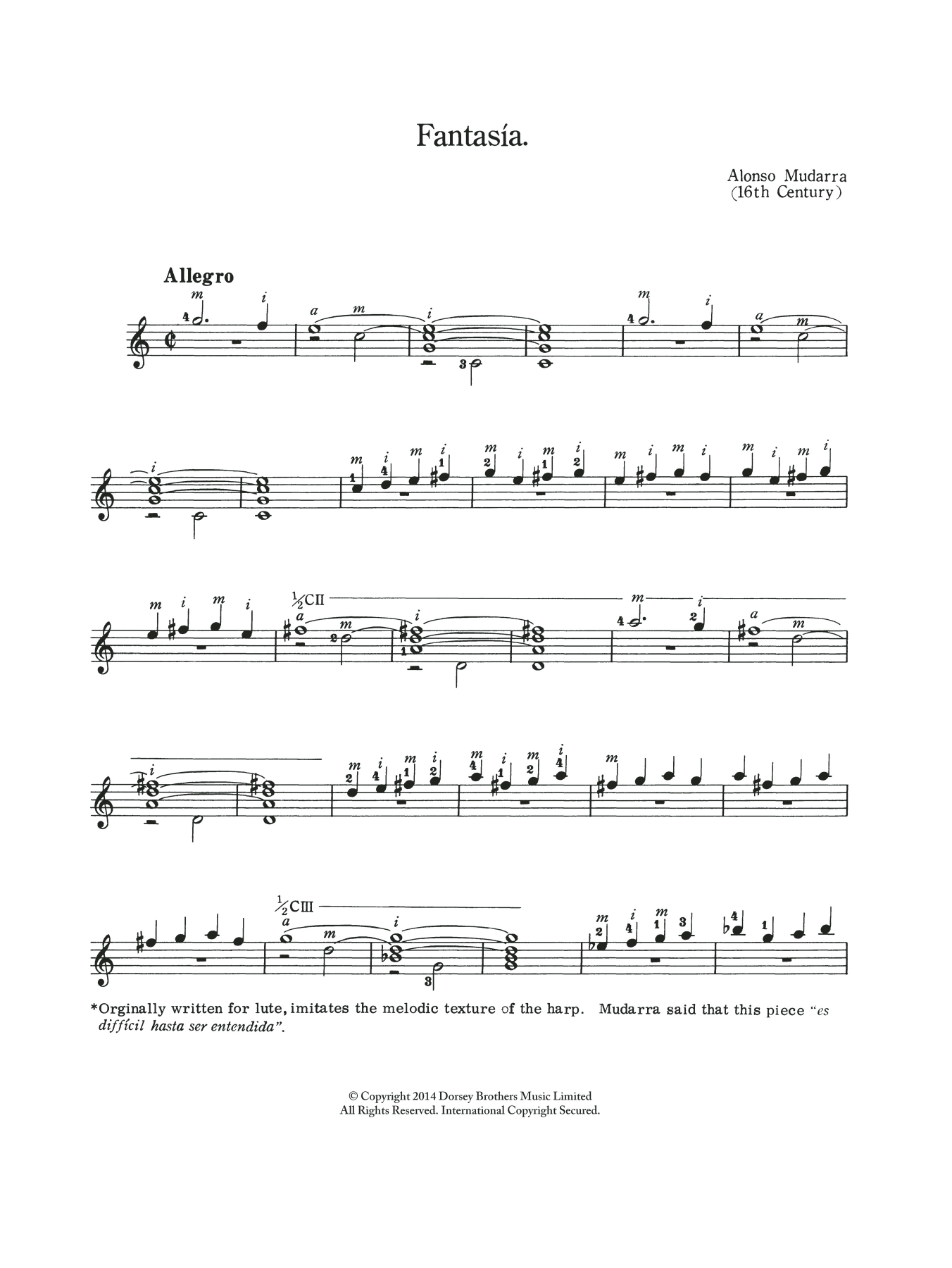 Download Alonso De Mudarra Fantasia Sheet Music and learn how to play Guitar PDF digital score in minutes