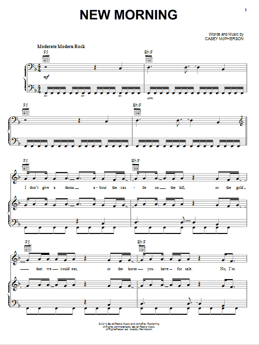 Download Alpha Rev New Morning Sheet Music and learn how to play Piano, Vocal & Guitar (Right-Hand Melody) PDF digital score in minutes