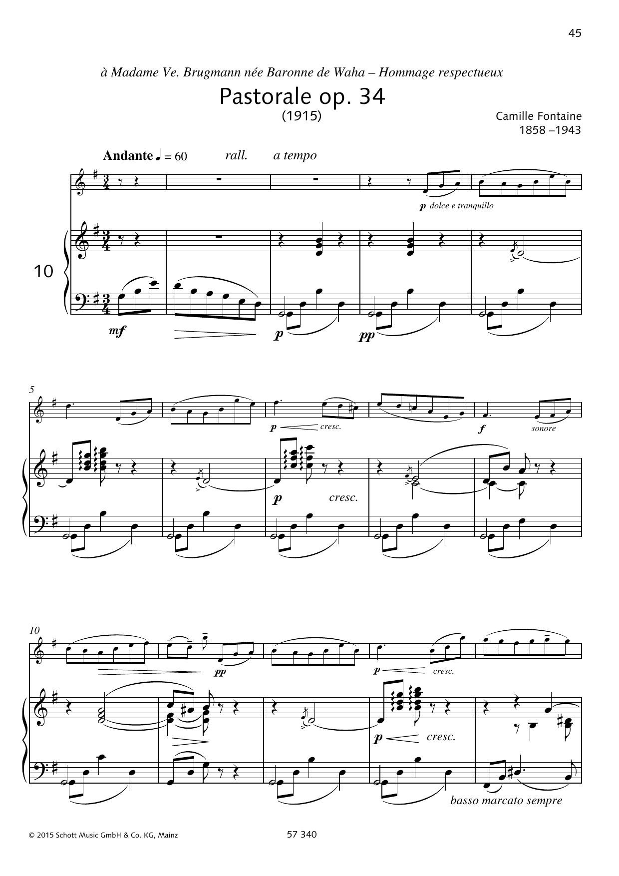 Download Alphonse Catherine Pastorale Sheet Music and learn how to play Woodwind Solo PDF digital score in minutes