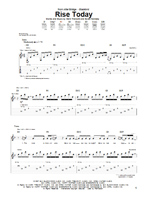 Download Alter Bridge Rise Today Sheet Music and learn how to play Guitar Tab PDF digital score in minutes