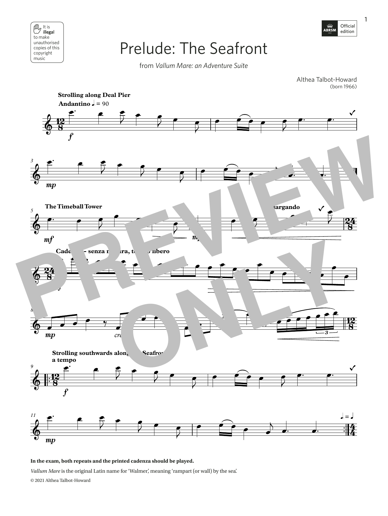 Download Althea Talbot-Howard Prelude: The Seafront (Grade 5 List B10 from the ABRSM Treble Recorder syllabus Sheet Music and learn how to play Recorder PDF digital score in minutes