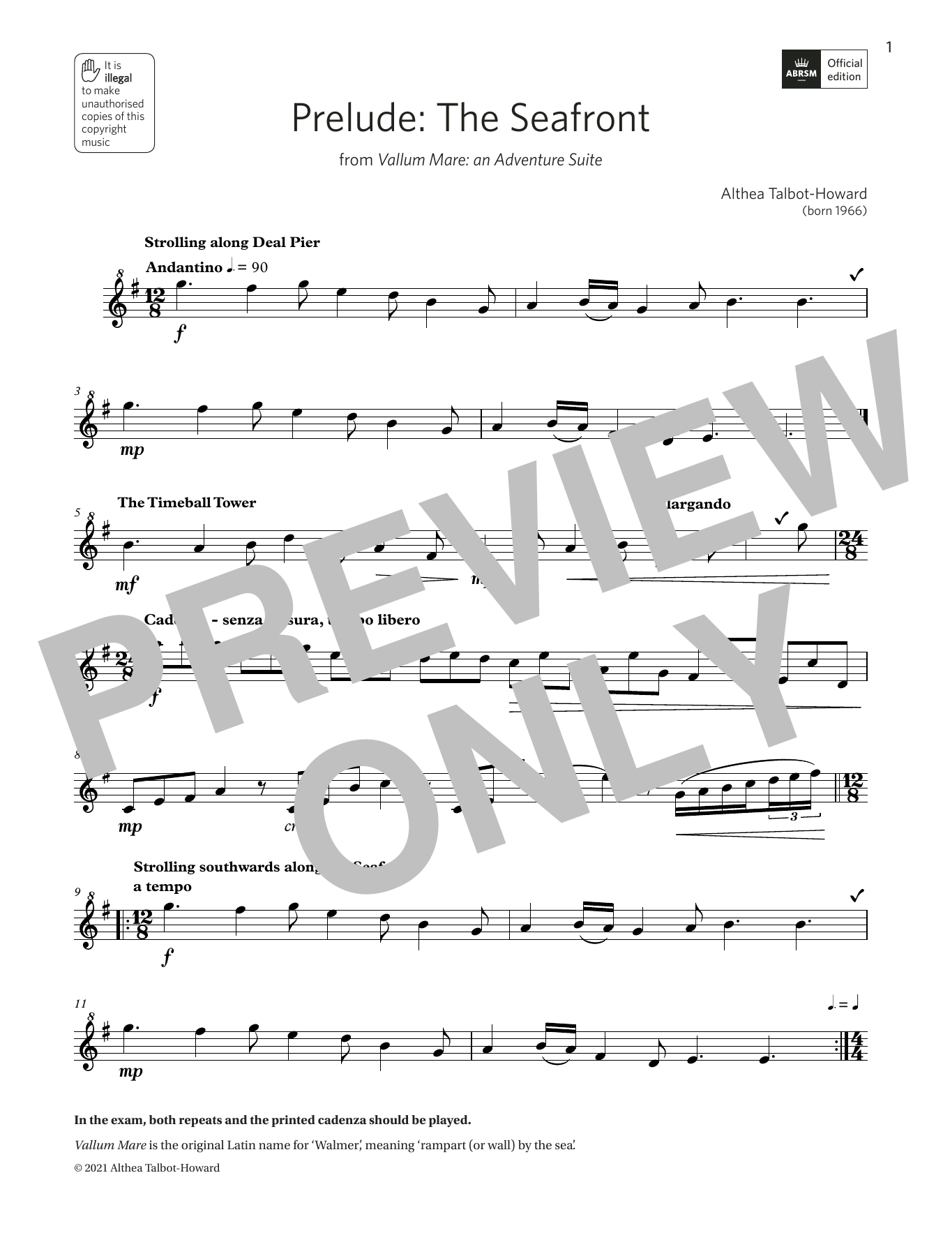 Download Althea Talbot-Howard Prelude: The Seafront (Grade 5 List B8 from the ABRSM Descant Recorder syllabus Sheet Music and learn how to play Recorder PDF digital score in minutes