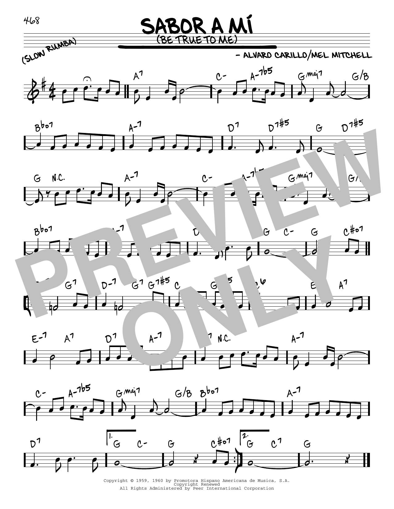 Download Alvaro Carrillo Sabor A Mi (Be True To Me) Sheet Music and learn how to play Real Book – Melody & Chords PDF digital score in minutes