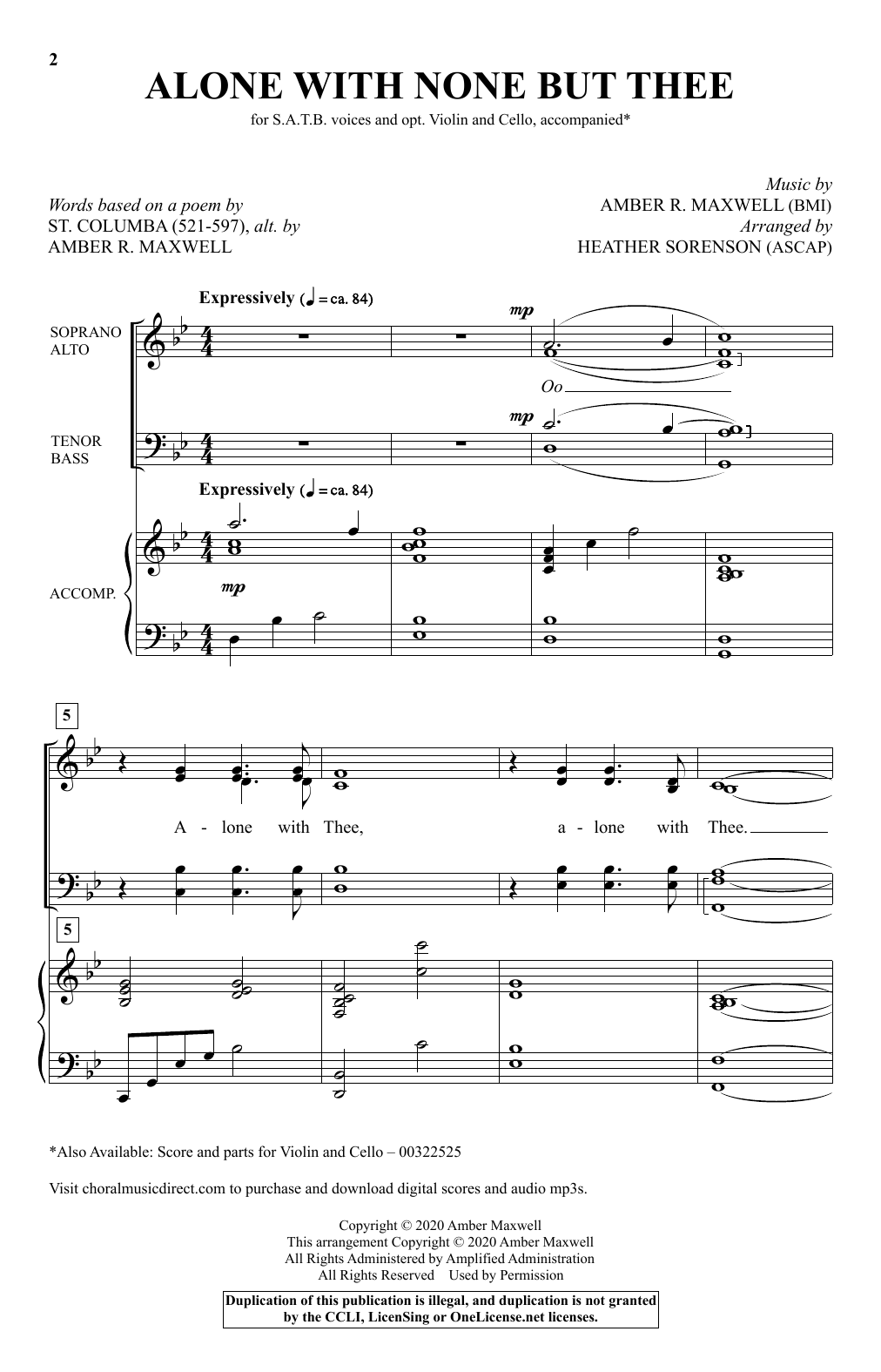 Download Amber R. Maxwell Alone With None But Thee (arr. Heather Sorenson) Sheet Music and learn how to play SATB Choir PDF digital score in minutes